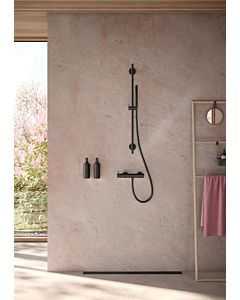 Herzbach MODUL7 seven round shower wall rail 11.965900. 2000 .12 100cm, continuously adjustable, matt black