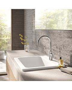 Mitigeur lavabo Herzbach DEEP iX taille L 18.020310. 2000 .09 poignée sur le côté avec vidage PUSH en acier inoxydable