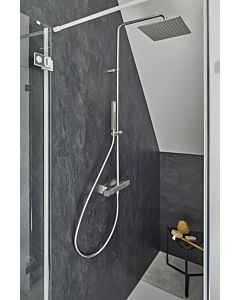 Herzbach Ceo shower column 36.988250.2.14 with exposed shower thermostat, stainless steel finish