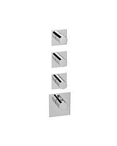 Herzbach Logic XL 3 Fertigmontageset 11.523010.1.01 Universal-Thermostat-Modul, 4 eckige Armaturenblenden, chrom