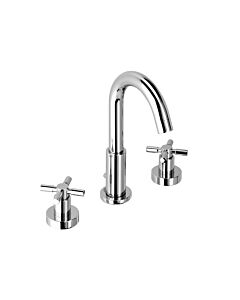 Herzbach Stilo Waschtischarmatur 14953300101 chrom, mit Ablaufgarnitur, 3-Loch-Armatur