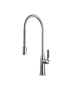 Herzbach Living single lever sink mixer 17.136300. 2000 .09 spiral spring spout, swivelling, brushed stainless steel