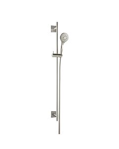 Herzbach Design iX shower wall bar set 17.922800.2.09 900 mm, rosette 70x70mm, with hand shower, brushed stainless steel