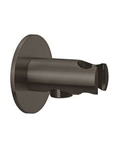 Herzbach Design iX PVD connexion douche coude 21,995200. 2000 .40 acier noir, rosace d = 70 mm, avec support de cône