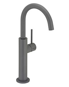 Herzbach Deep Gray basin mixer 23.203420.2.06 slim L-Size, with raised shaft, without drain fitting, matt gray