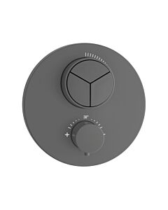 Herzbach Deep Grey Fertigmontageset 23.803055.1.06 für 3 Verbraucher, Unterputz-Thermostat, grau matt