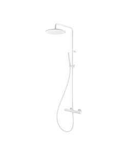 Herzbach Deep White shower column 23.988250. 2000 .07 with exposed shower thermostat, matt white