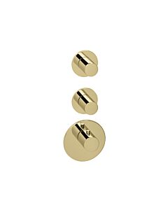 Herzbach Logic XL 2 Fertigmontageset 30.522010.1.03 Thermostat-Modul, 3 Blenden rund, Griffe rund, PVD-gold