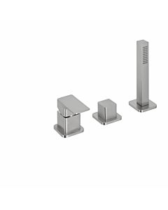 Herzbach Ceo Fertigmontageset 36.220250.2.14 Wannen-Dreiloch-Armatur, Edelstahlfinish