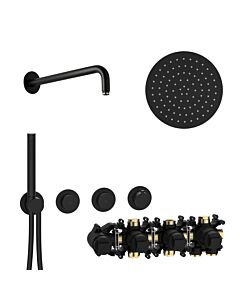 Herzbach MODUL7 PUSH-Thermostat-Set P-RB250 70.702713.1.12 Wandarm Regenbrause 250mm Schwarz matt