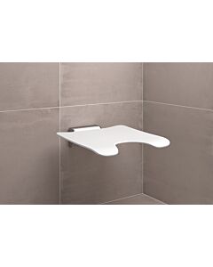 Hewi System 900 Klappsitz 900.51.204XA98 450 x 112 x 525 mm, Edelstahl geschliffen, Polyamid signalweiß, mit Hygieneausschnitt