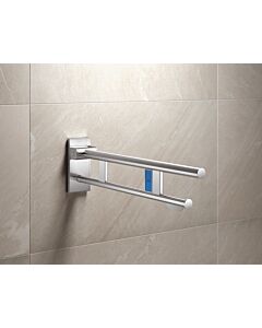 Hewi System 900 Stützklappgriff 900.50.110XA Ausladung 700 mm, Edelstahl matt geschliffen, links, WC-Papierhalter/Funk-Spülauslösung