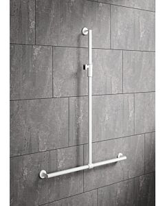 Hewi Main courante de douche System 900 900.35M40160VH 1250 x 965x 965 mm, revêtement par poudre blanc mat profond Lichtgrau