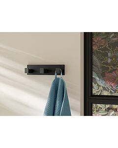 Hewi System 900 Q hook rail 900Q90.00360DC  powder-coated deep matt black, made of stainless steel, 155x40x44 mm