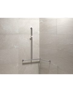 main courante de douche Hewi System 900 900.35.401XA98 1250 x 965 mm, acier inoxydable satiné, polyamide blanc de sécurité brillant