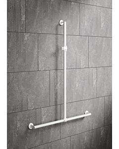 Hewi System 900 shower handrail 900.35.40160AS 1250 x 965 mm, stainless steel powder-coated white deep matt, polyamide white matt