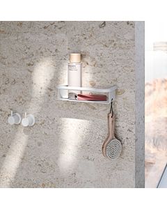 Panier de douche Hewi série 480 avec crochets 480.03.00160DX, acier inoxydable thermolaqué, blanc mat