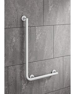 Hewi System 900 angled handle 900.22.13260DX stainless steel powder-coated white deep matt, 750 x 500 mm, right-hand version