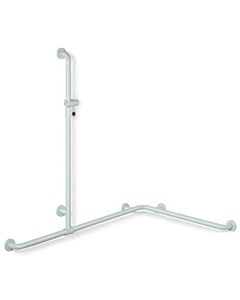 Hewi 801 main courante de douche 801.35.30097 1185/762 x 1100 mm, gris clair, avec barre de support de douche coulissante