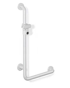 Hewi 801 angled handle 801.33.22699 600 x 1250 mm, pure white, aluminum core, with shower holder