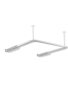 Hewi 801 tringle à rideaux 801.34.32090 1500 x 1500 mm, 46 anneaux à rideaux, noir profond, pour receveur de douche