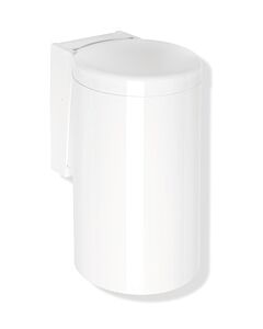 Hewi 477 waste bin 477.05.30098 signal white, with hinged lid, knee actuation