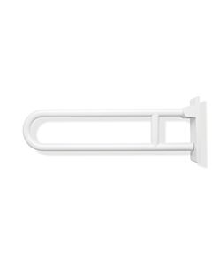 Hewi 801 active + hinged support rail 801.50D20098 signal white, 600 mm, with black arm pads, antimicrobial