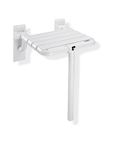 Hewi 801 folding seat 801.51.202S98 345 x 408 mm, signal white, with floor support