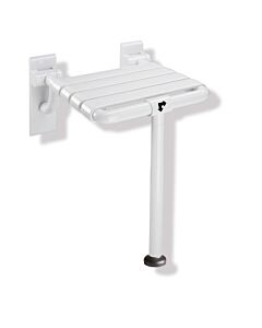 Hewi 801 folding seat 801.51.203S99 345 x 408 mm, pure white, with floor support, brown buffer
