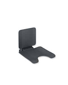 Hewi System 900 hanging seat 900.51.11060AF 450 x 443 x 637 mm, pubic cutout, powder-coated stainless steel, matt anthracite, matt anthracite plastic