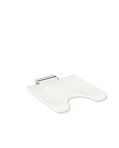 Hewi Siège rabattable System 900 900.51.2044098 450 x 112 x 525 mm, acier inoxydable chromé, polyamide blanc de sécurité, avec découpe hygiénique