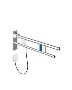Hewi System 900 hinged support rail 900.50.19940 projection 700 mm, chrome-plated stainless steel, left, electric flush actuation
