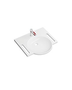Hewi set de lavabo en fonte minérale 950.19.00150 avec mitigeur lavabo , bleu acier, avec trou pour robinetterie, sans trop-plein, blanc