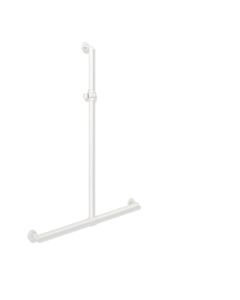Hewi System 900 barre de douche 900.35.46260AS 1250 x 914 mm, acier inoxydable thermolaqué blanc deep mat, polyamide blanc matt