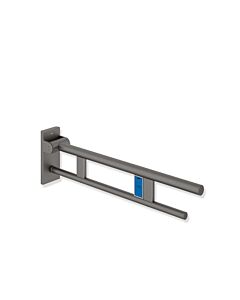 Hewi System 900 hinged support rail 900.50.11960SC projection 750 mm, powder-coated stainless steel, dark gray pearl mica deep matt, left, radio flush actuation