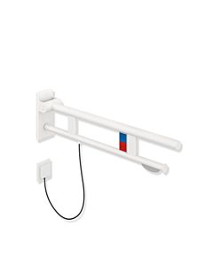 Hewi Bras de support système 900 900.50.13660DX saillie 850 mm, acier inoxydable thermolaqué blanc deep matt, gauche