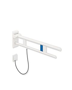 Hewi System 900 Stützklappgriff 900.50.14560DX Ausladung 900 mm, Edelstahl pulverbeschichtet weiß tiefmatt, links, E-Spülausführung