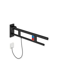 Hewi System 900 hinged support rail 900.50.15360DC projection 900 mm, stainless steel powder-coated black deep matt, left