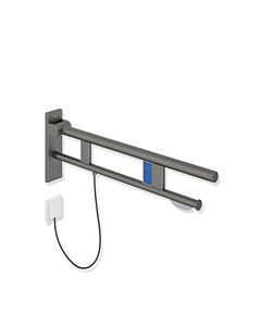 Hewi Bras de support système 900 900.50.18660SC saillie 900 mm, acier inoxydable peint par poudrage gris foncé perle mica profond mat, gauche