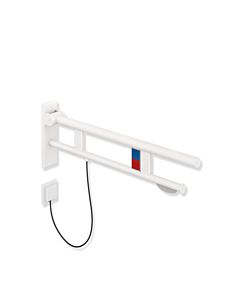 Hewi System 900 Stützklappgriff 900.50.19160DX Ausladung 700 mm, Edelstahl pulverbeschichtet weiß tiefmatt, links