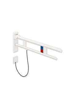 Hewi System 900 Stützklappgriff 900.50.20960DX Ausladung 850 mm, Edelstahl pulverbeschichtet weiß tiefmatt, links