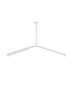 Hewi Tringle à rideaux système 900 900.34.10060DX 787 x 787 mm, 16 anneaux de rideau, acier inoxydable thermolaqué blanc deep matt