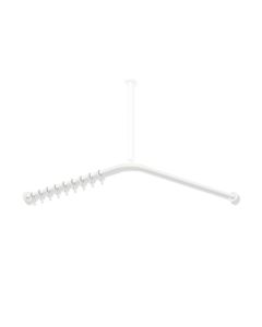 Hewi Tringle à rideaux système 900 900.34.10460DX 1487 x 1487 mm, 28 anneaux de rideau, acier inoxydable thermolaqué blanc deep matt