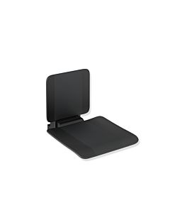 Hewi System 900 hanging seat 900.51.10860CV 450 x 443 x 637 mm, stainless steel powder-coated black matt, matt black plastic