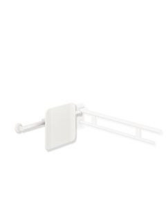 Hewi Support dorsal système 900 900.51.90260AS acier inoxydable thermolaqué blanc mat, polyamide mat blanc , poignée à gauche, rosace à droite