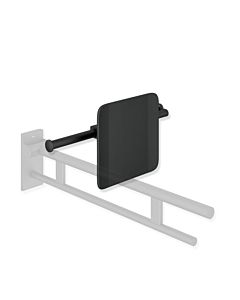 Hewi System 900 back support 900.51.90860CV stainless steel powder-coated matt black, polyamide matt black, left