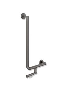Hewi System 900 angled handle 900.22.13960SC powder-coated stainless steel, dark gray, pearl mica deep matt, 600 x 300 mm, right-hand version