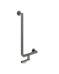 Hewi System 900 angled handle 900.22.13960SC powder-coated stainless steel, dark gray, pearl mica deep matt, 600 x 300 mm, right-hand version