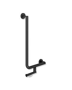 Hewi System 900 angled handle 900.22.13960DC stainless steel powder-coated black deep matt, 600 x 300 mm, right-hand version