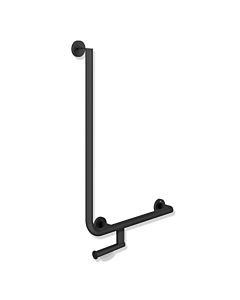 Hewi System 900 angled handle 900.22.14060DC stainless steel powder-coated black deep matt, 750 x 500 mm, right-hand version
